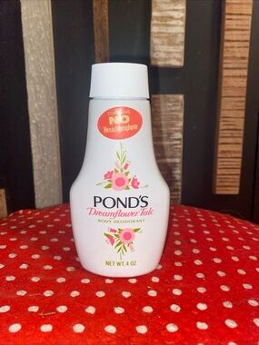Vtg 70’s POND'S Dreamflower Talc Body Deodorant — White with Pink Floral Accents